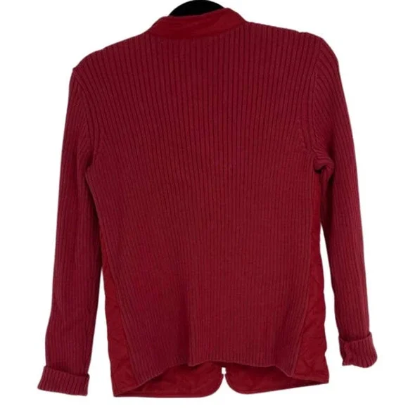 CROFT & BARROW RED ZIP CLOSE QUILTED & RIBBED LIGHTWEIGHT JACKET PETITE SMALL - Picture 2 of 4